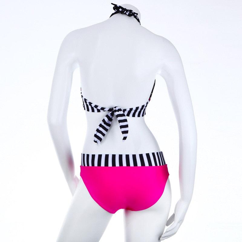 Cutest Retro Swimsuit Swimwear Vintage High Waist Swimsuit For Women Halter 2 Piece Bathing Suit Ruffle Bikini Set Tummy Control Vintage Pin Up High Waist Bikini Set For Women Swimming Bathing Suit S/M/L/XL