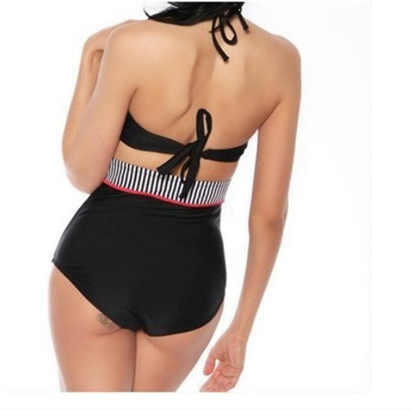 Cutest Retro Swimsuit Swimwear Vintage High Waist Swimsuit For Women Halter 2 Piece Bathing Suit Ruffle Bikini Set Tummy Control Vintage Pin Up High Waist Bikini Set For Women Swimming Bathing Suit S/M/L/XL