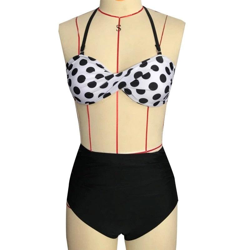 Cutest Retro Swimsuit Swimwear Vintage High Waist Swimsuit For Women Halter 2 Piece Bathing Suit Ruffle Bikini Set Tummy Control Vintage Pin Up High Waist Bikini Set For Women Swimming Bathing Suit S/M/L/XL
