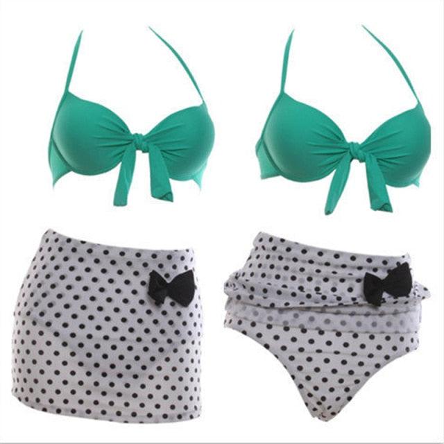 Cutest Retro Swimsuit Swimwear Vintage High Waist Swimsuit For Women Halter 2 Piece Bathing Suit Ruffle Bikini Set Tummy Control Vintage Pin Up High Waist Bikini Set For Women Swimming Bathing Suit S/M/L/XL