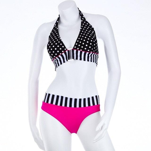 Cutest Retro Swimsuit Swimwear Vintage High Waist Swimsuit For Women Halter 2 Piece Bathing Suit Ruffle Bikini Set Tummy Control Vintage Pin Up High Waist Bikini Set For Women Swimming Bathing Suit S/M/L/XL