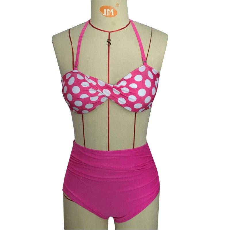 Cutest Retro Swimsuit Swimwear Vintage High Waist Swimsuit For Women Halter 2 Piece Bathing Suit Ruffle Bikini Set Tummy Control Vintage Pin Up High Waist Bikini Set For Women Swimming Bathing Suit S/M/L/XL