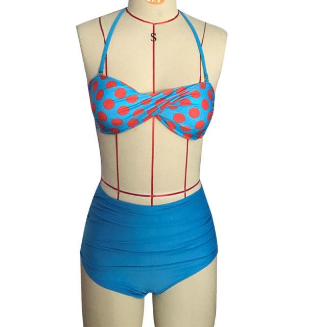 Cutest Retro Swimsuit Swimwear Vintage High Waist Swimsuit For Women Halter 2 Piece Bathing Suit Ruffle Bikini Set Tummy Control Vintage Pin Up High Waist Bikini Set For Women Swimming Bathing Suit S/M/L/XL