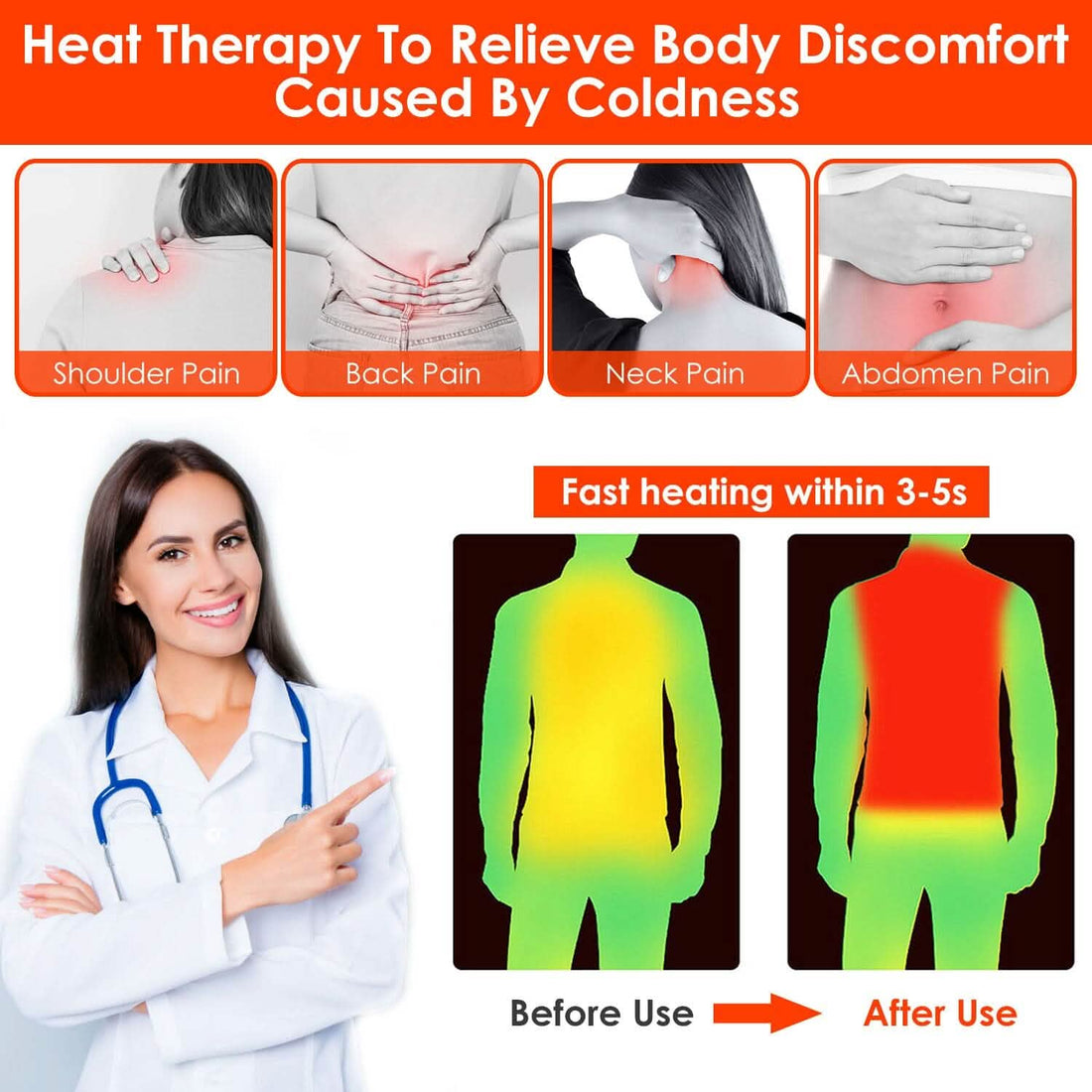 Electric Heated Vest – USB Powered with 3 Heat Settings