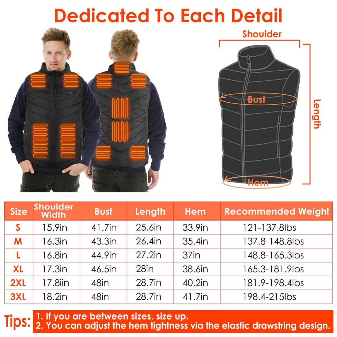 Electric Heated Vest – USB Powered with 3 Heat Settings