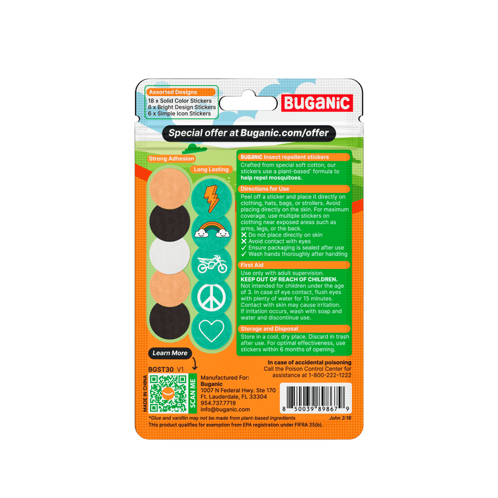 Buganic Mosquito Repellent Cotton Stickers