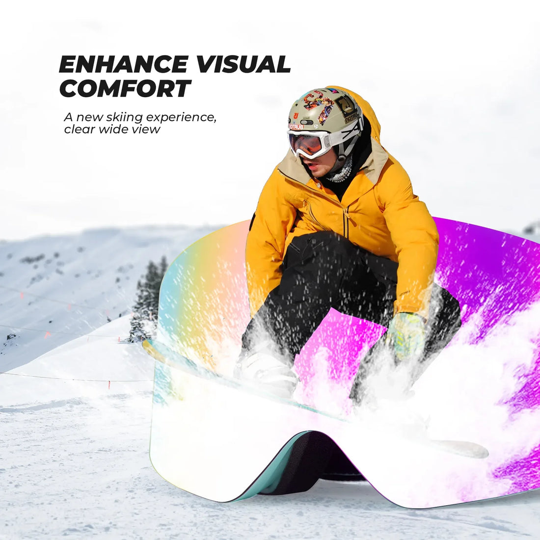 Frameless Anti-Fog Ski Goggles – HD Lens with UV400 Protection