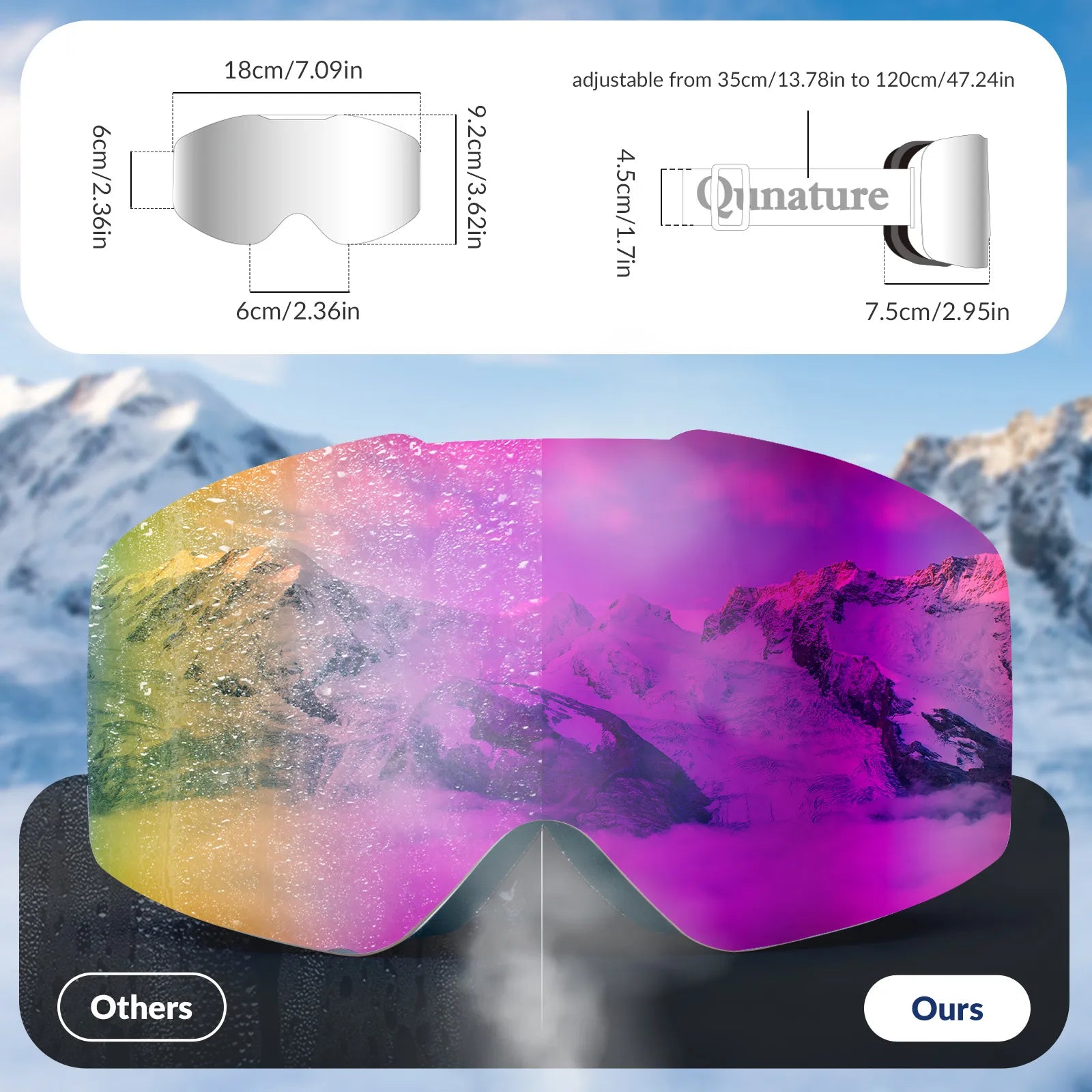 Frameless Anti-Fog Ski Goggles – HD Lens with UV400 Protection