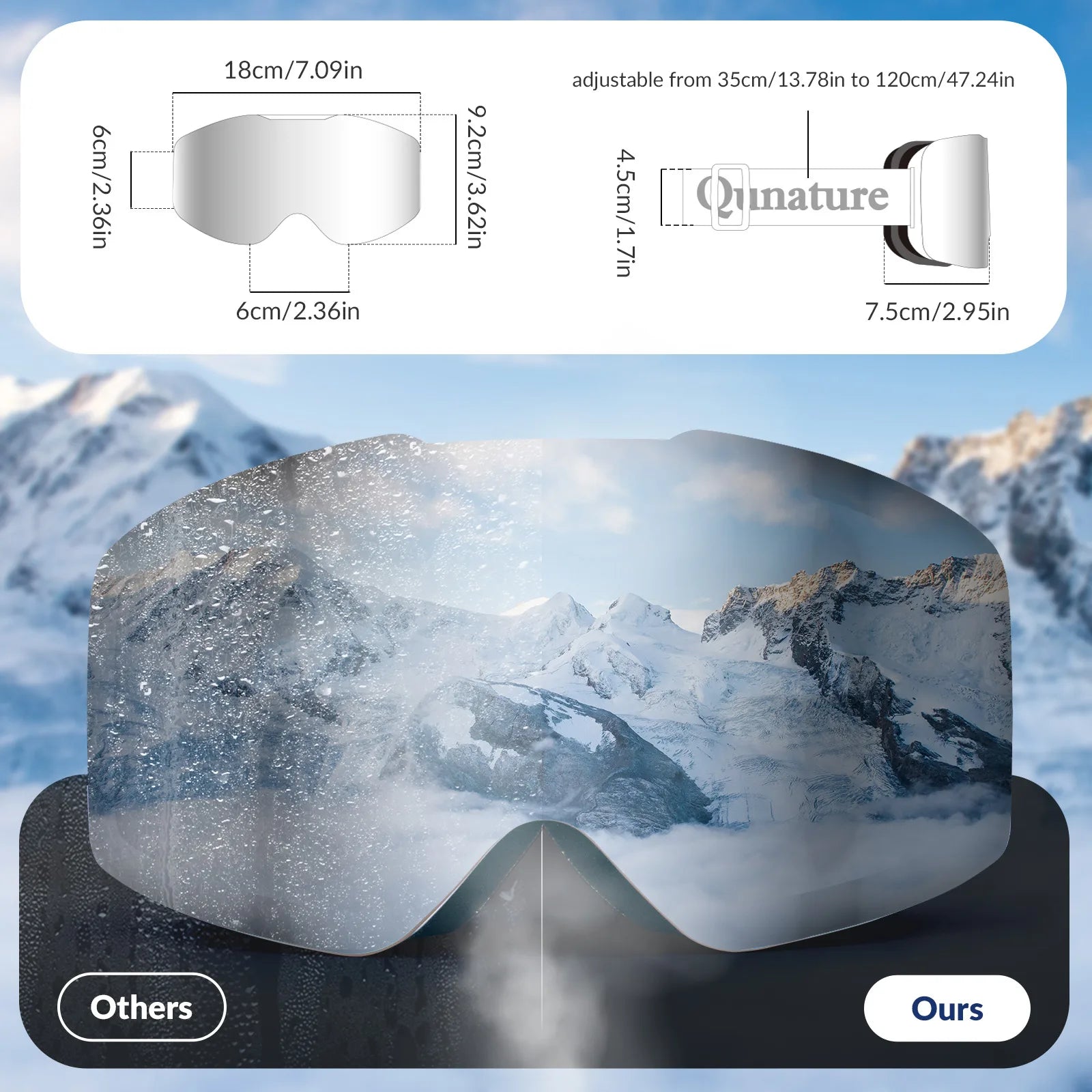 Frameless Anti-Fog Ski Goggles – HD Lens with UV400 Protection