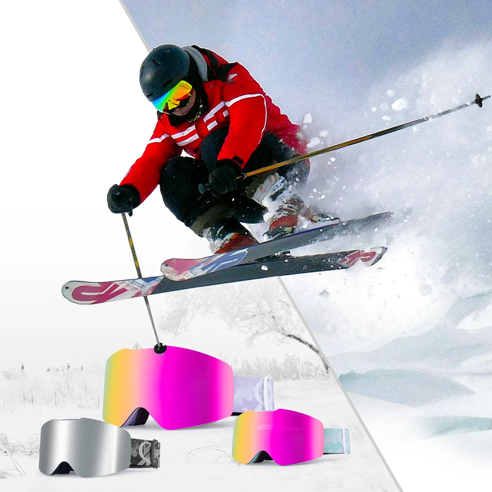 Frameless Anti-Fog Ski Goggles – HD Lens with UV400 Protection