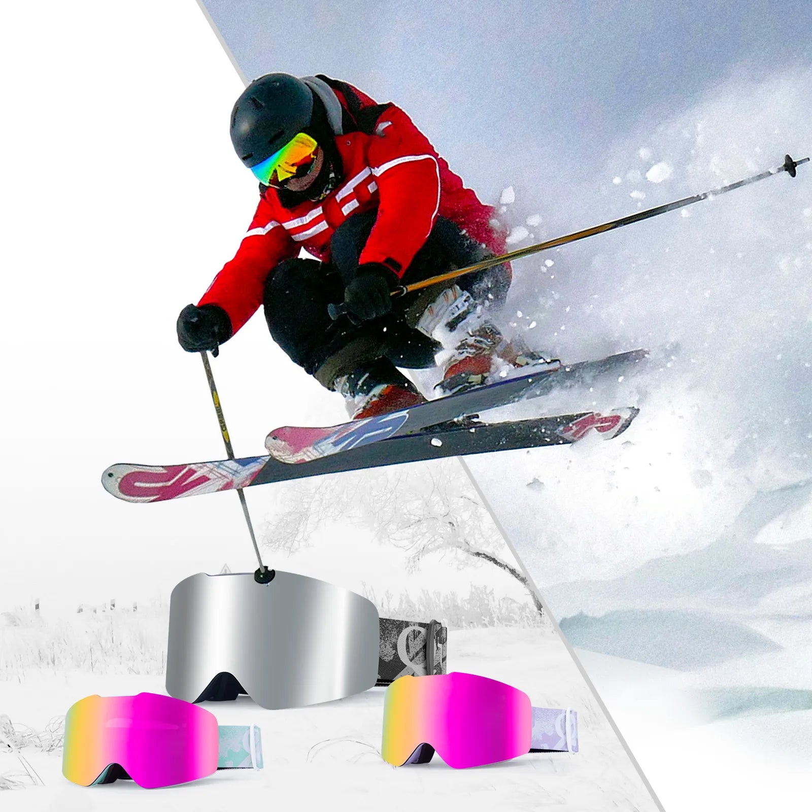 Frameless Anti-Fog Ski Goggles – HD Lens with UV400 Protection