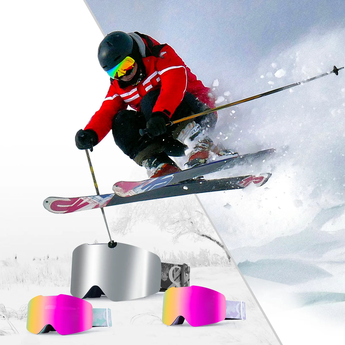 Frameless Anti-Fog Ski Goggles – HD Lens with UV400 Protection