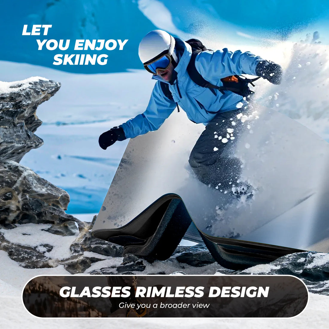 Frameless Anti-Fog Ski Goggles – HD Lens with UV400 Protection