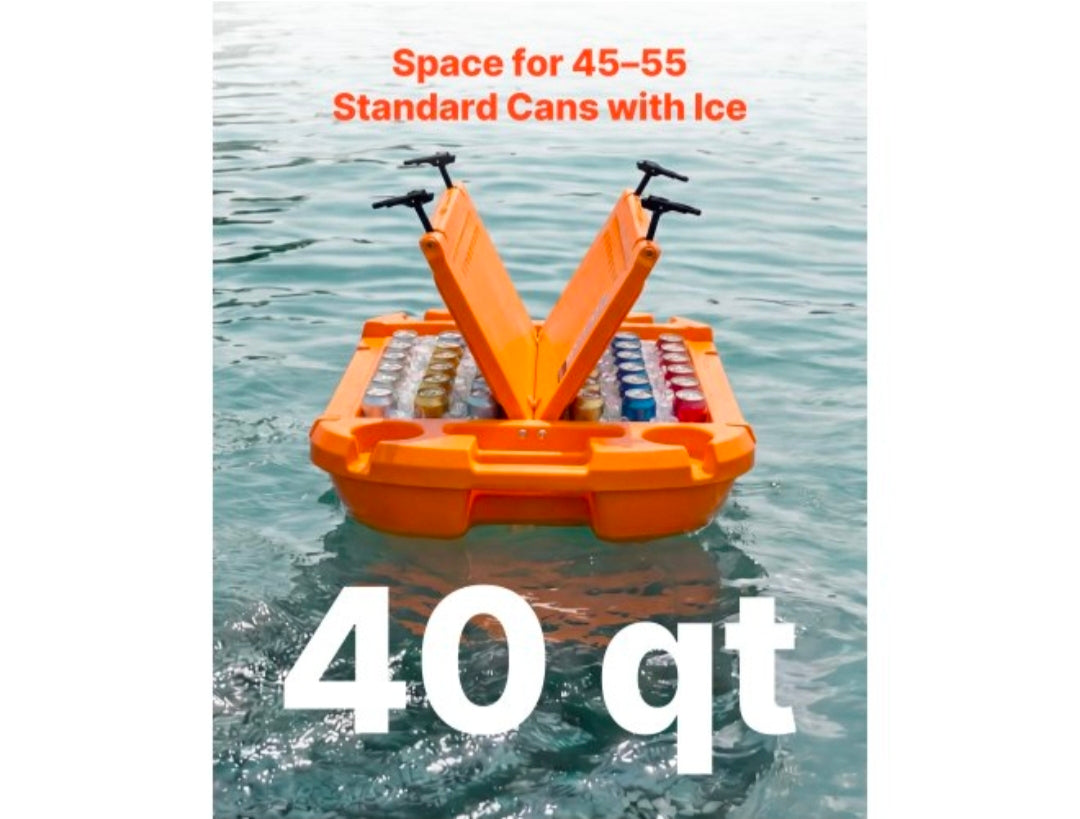 Floating Cooler, 40 QT Floating Ice Chest with Dry Storage & Tow Rope, Premium LLDPE Amphibious Drink Cooler for Water & Land, Cruise Smoothly Stable on Lake, River, Pool, Beach, Kayak