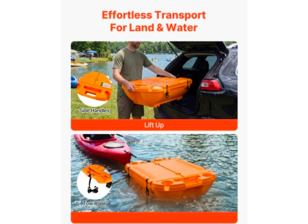 Floating Cooler, 40 QT Floating Ice Chest with Dry Storage & Tow Rope, Premium LLDPE Amphibious Drink Cooler for Water & Land, Cruise Smoothly Stable on Lake, River, Pool, Beach, Kayak