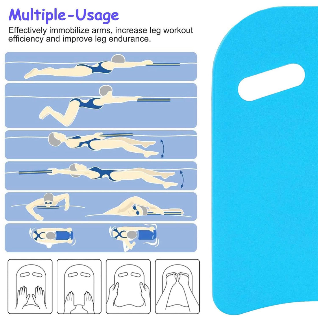 Swimming Kickboard U Design Water Training Board with Integrated Hole Handle