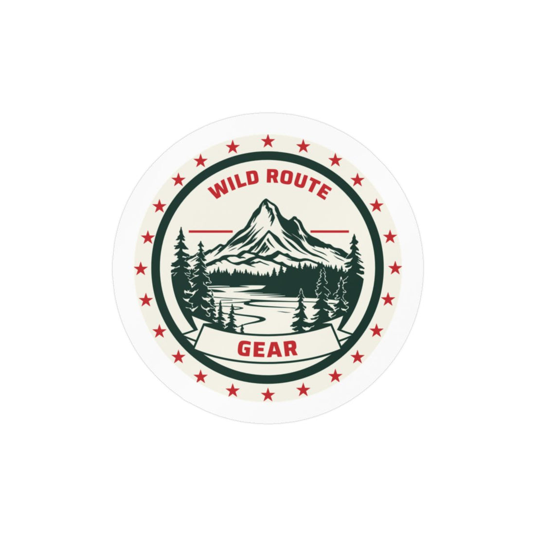 Outdoor Patch Sticker - "Wild Route Gear" Mountain Kiss-Cut Vinyl Decal